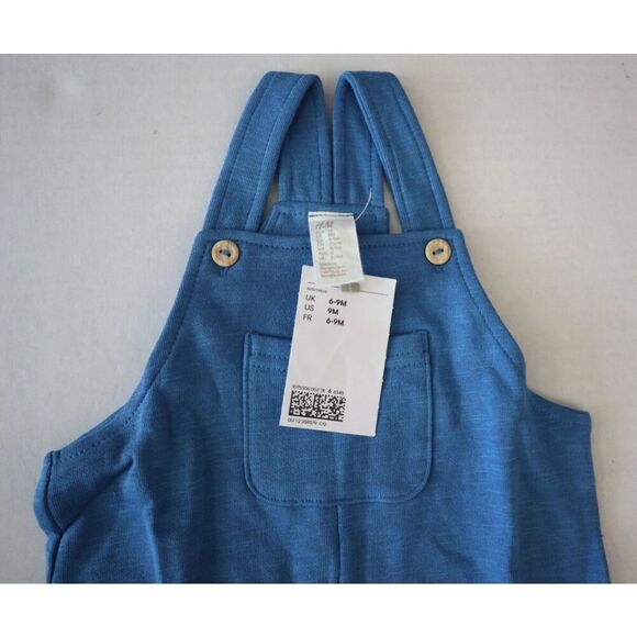 H&M Baby Boy Sz 9M (6-9M) Bright Blue/Green 2-Pack Cotton, French Terry Overalls - Picture 9 of 12